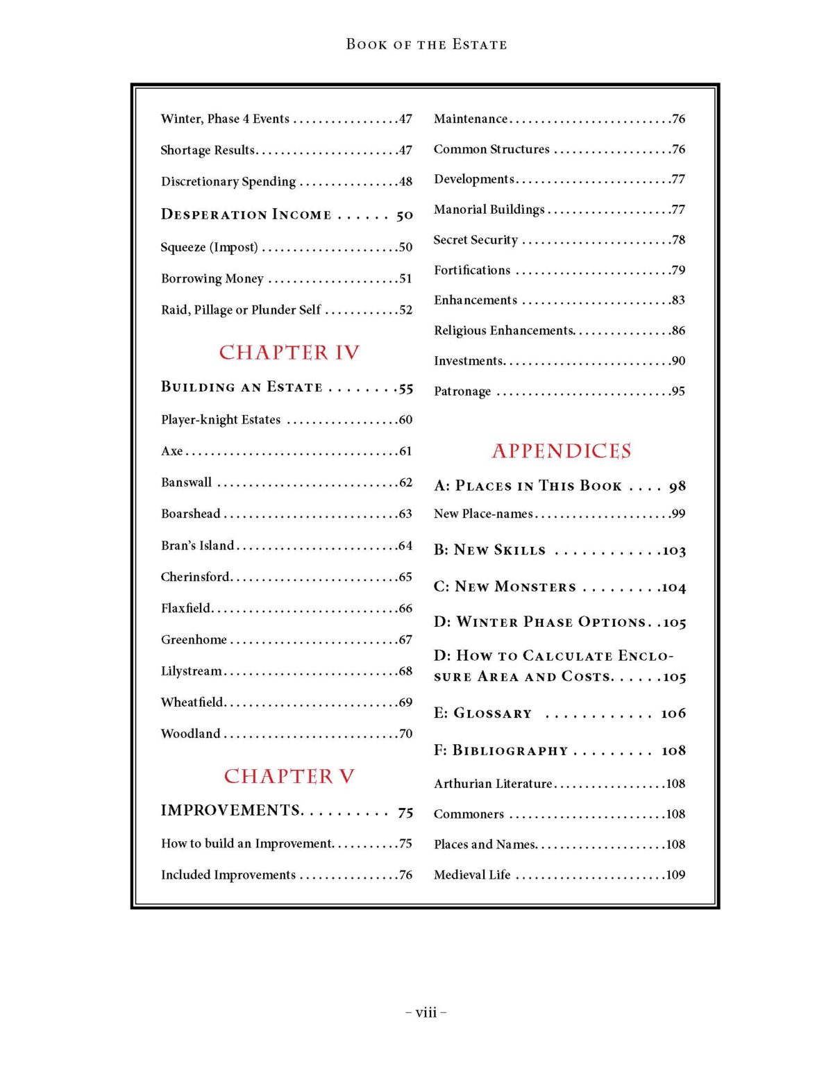 BookoftheEstateTableofContents2 King Arthur Pendragon